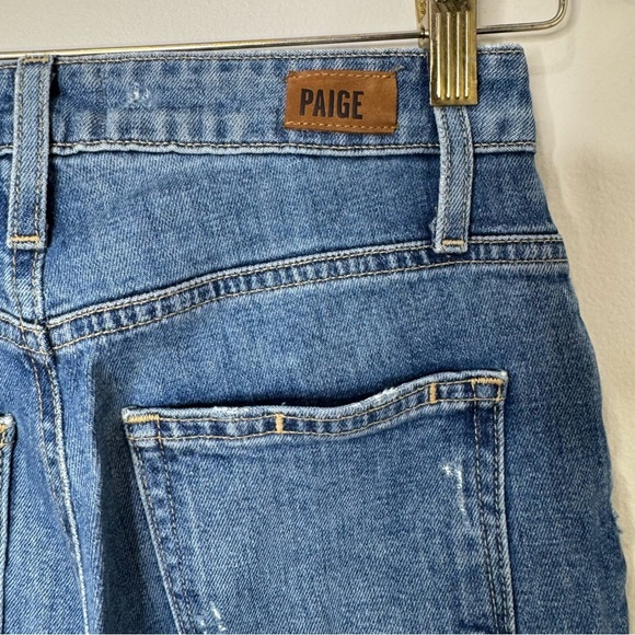 Paige Distressed Wash Straight Leg High Rise Denim Jeans Size 24 - Picture 7 of 9
